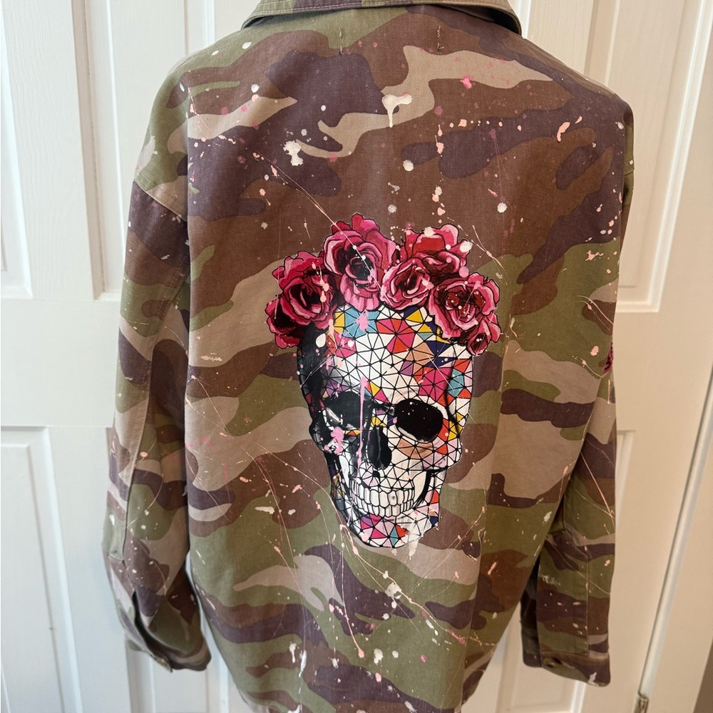Vintage Custom Camo Jacket with Rhinestone Accents